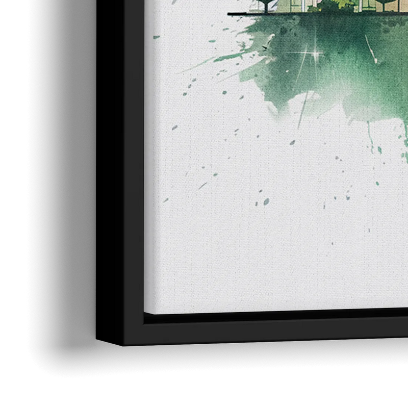 Greensboro Skyline Sunset - Close-Up Black Frame Canvas