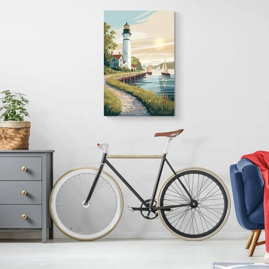 Mackinac Island Historic Lighthouse - Canvas Wall Art Living Room