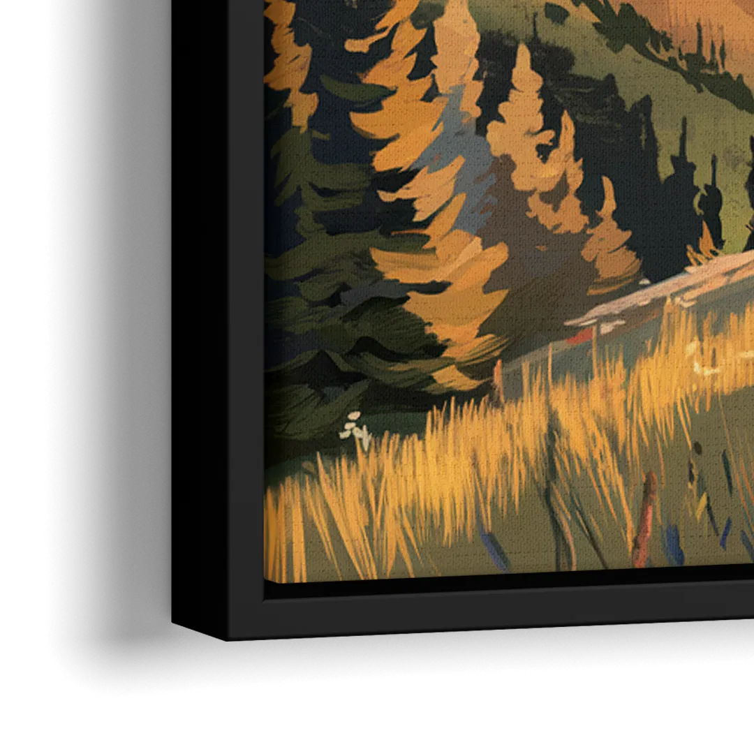 Telluride Mountain Sunset - Close-Up Black Frame Canvas