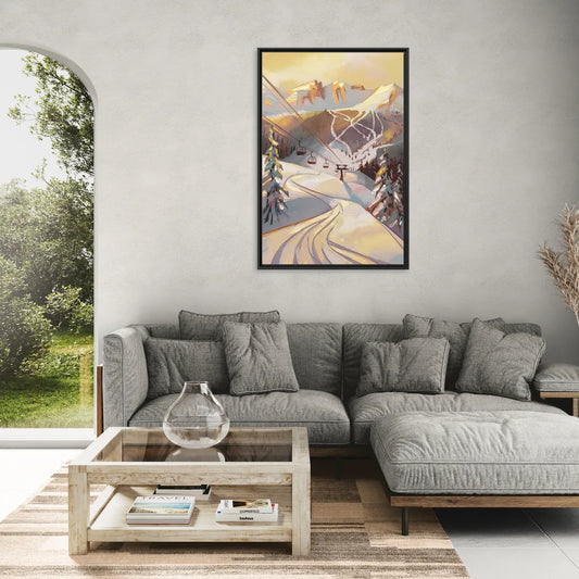 Vail Ski Slopes - Living Room Black Frame Canvas