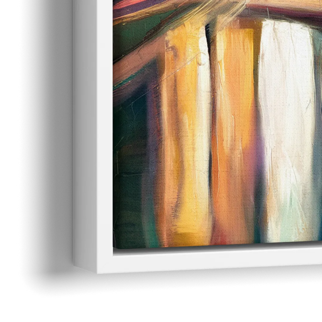 Tulsa Cityscape Glow - Close-Up White Frame Canvas