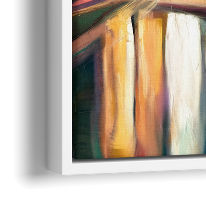 Tulsa Cityscape Glow - Close-Up White Frame Canvas