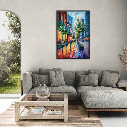 Robson Street Vancouver - Living Room Black Frame Canvas