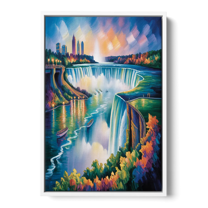 Niagara Falls Tunnel View - White Frame Canvas