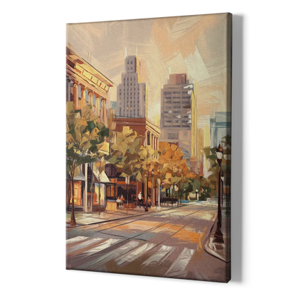 Raleigh Downtown Streetscape - Canvas Print Art Sides