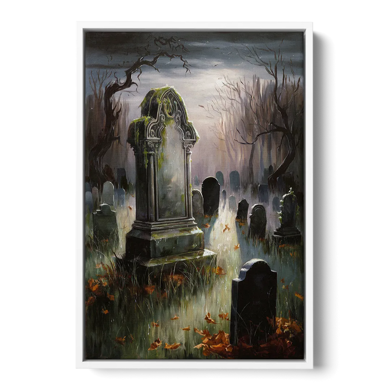 Tombstone Eerie Twilight - White Frame Canvas