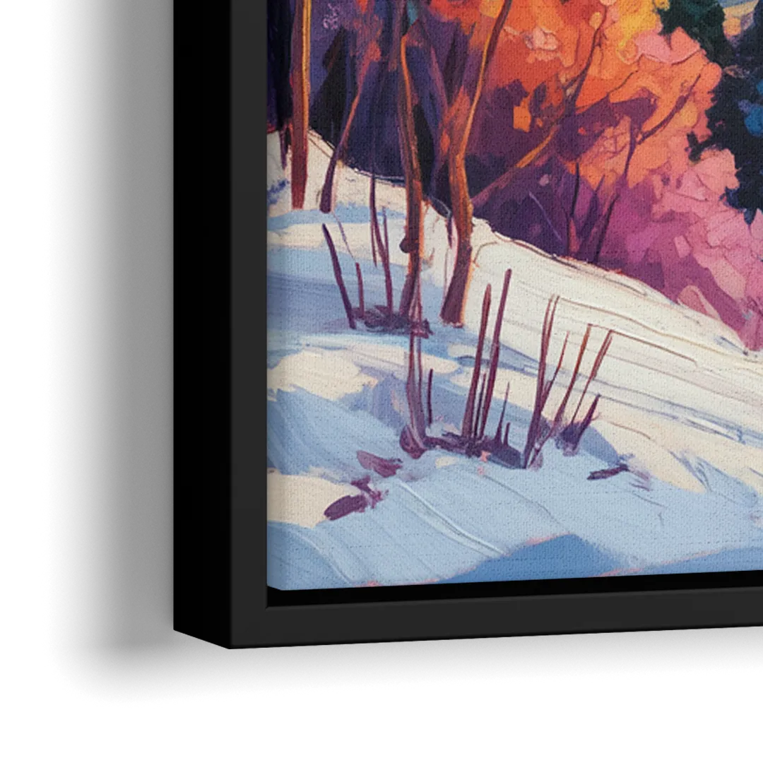 Vancouver Snowy Mountains - Close-Up Black Frame Canvas