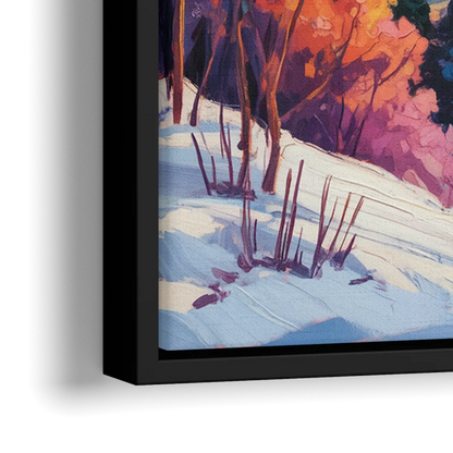 Vancouver Snowy Mountains - Close-Up Black Frame Canvas
