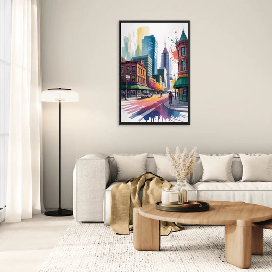 Toronto Queen Street West - Living Room Black Frame Canvas