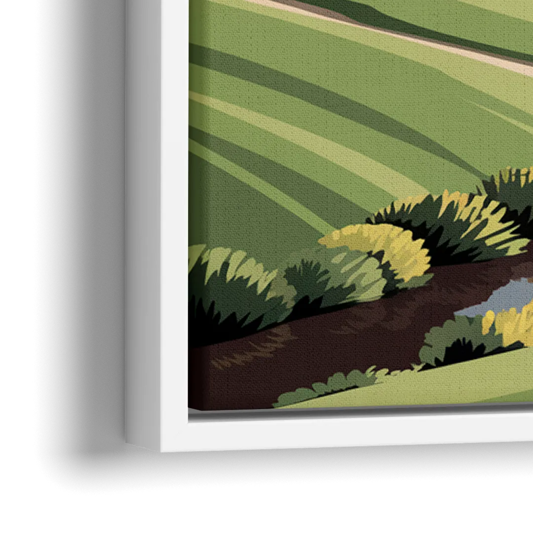 Augusta National Green Landscape - Close-Up White Frame Canvas