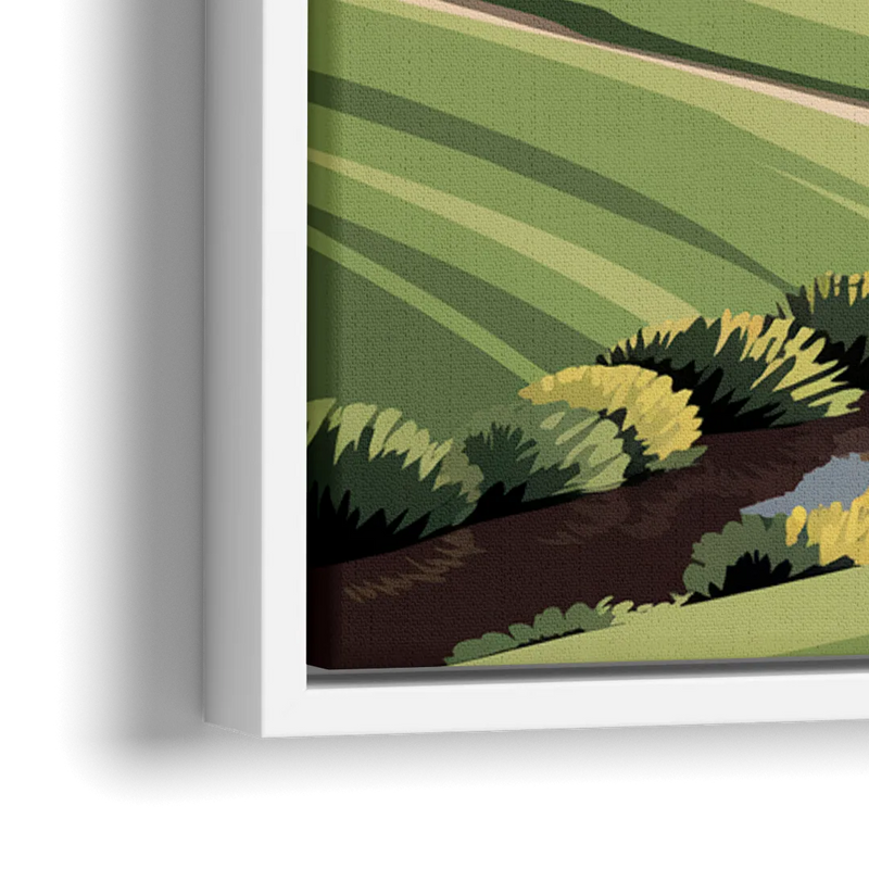 Augusta National Green Landscape - Close-Up White Frame Canvas