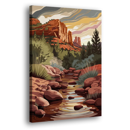 Sedona Oak Creek Reflections - Canvas Print Art Sides