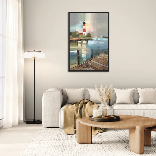 Hilton Head Island Coastal Lighthouse - Living Room Black Frame Canvas