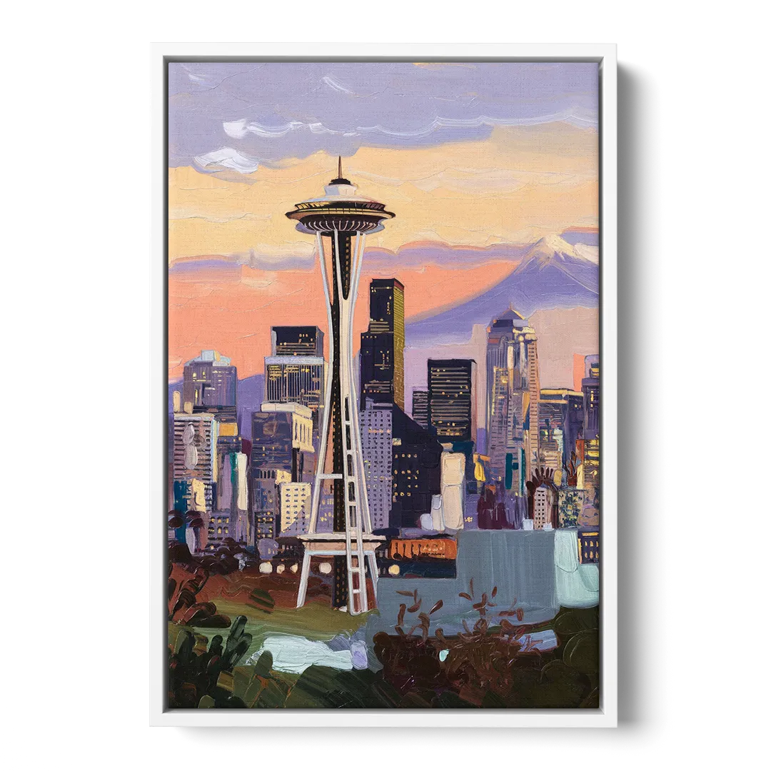 Seattle Skyline from Kerry Park - White Frame Canvas