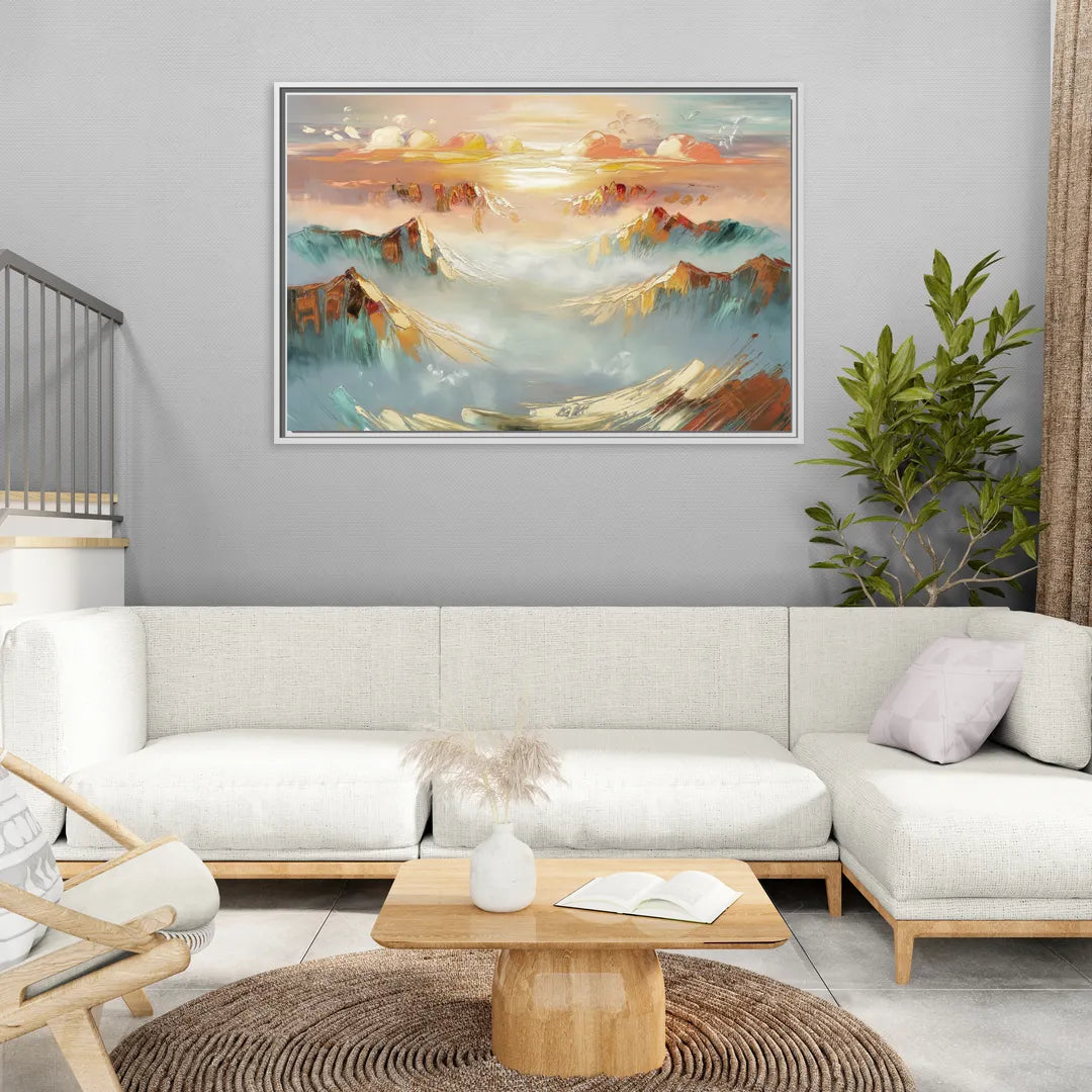 Henderson Mountain Horizon - Living Room White Frame Canvas