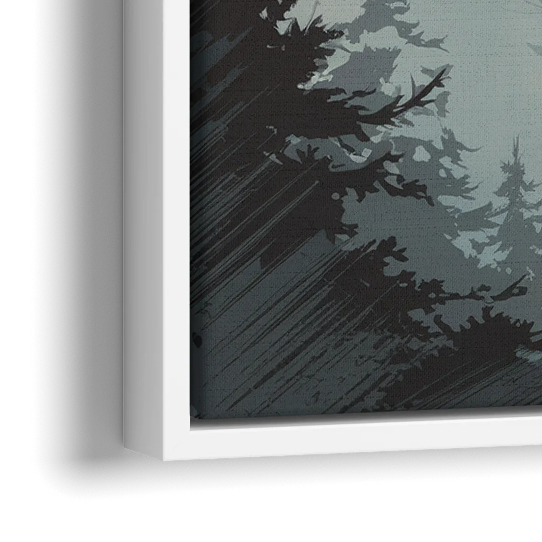 Sitka Misty Mountains - Close-Up White Frame Canvas