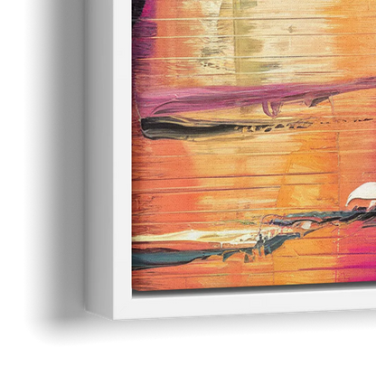 Miami Palm Trees and Sunset - Close-Up White Frame Canvas