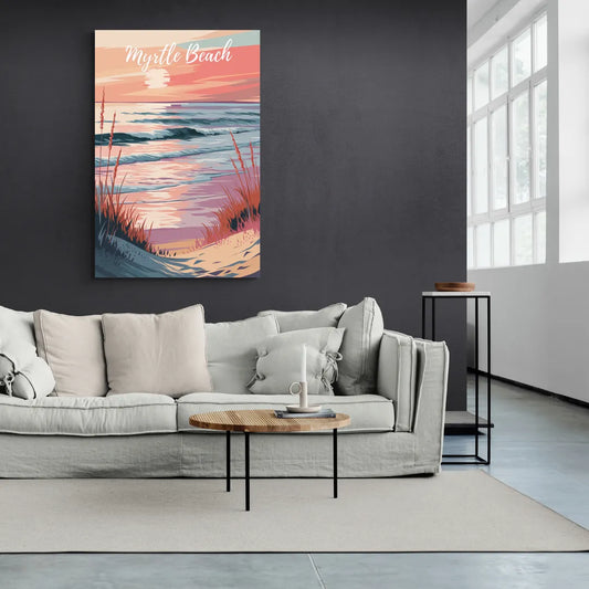 Myrtle Beach Sunset Reflections - Canvas Wall Art Living Room