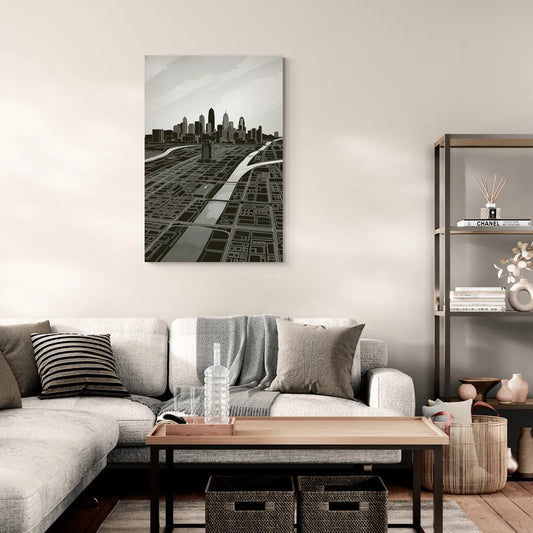 Philadelphia Map Design - Canvas Wall Art Living Room