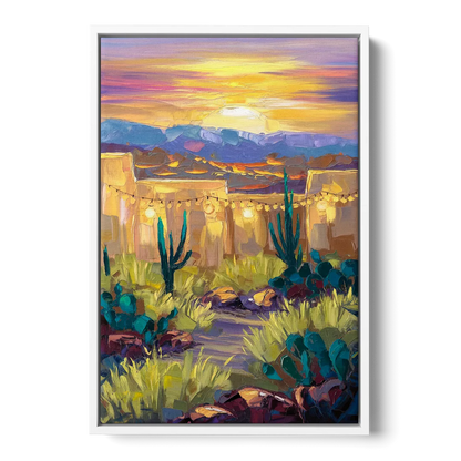 Santa Fe Sunlit Horizon - White Frame Canvas