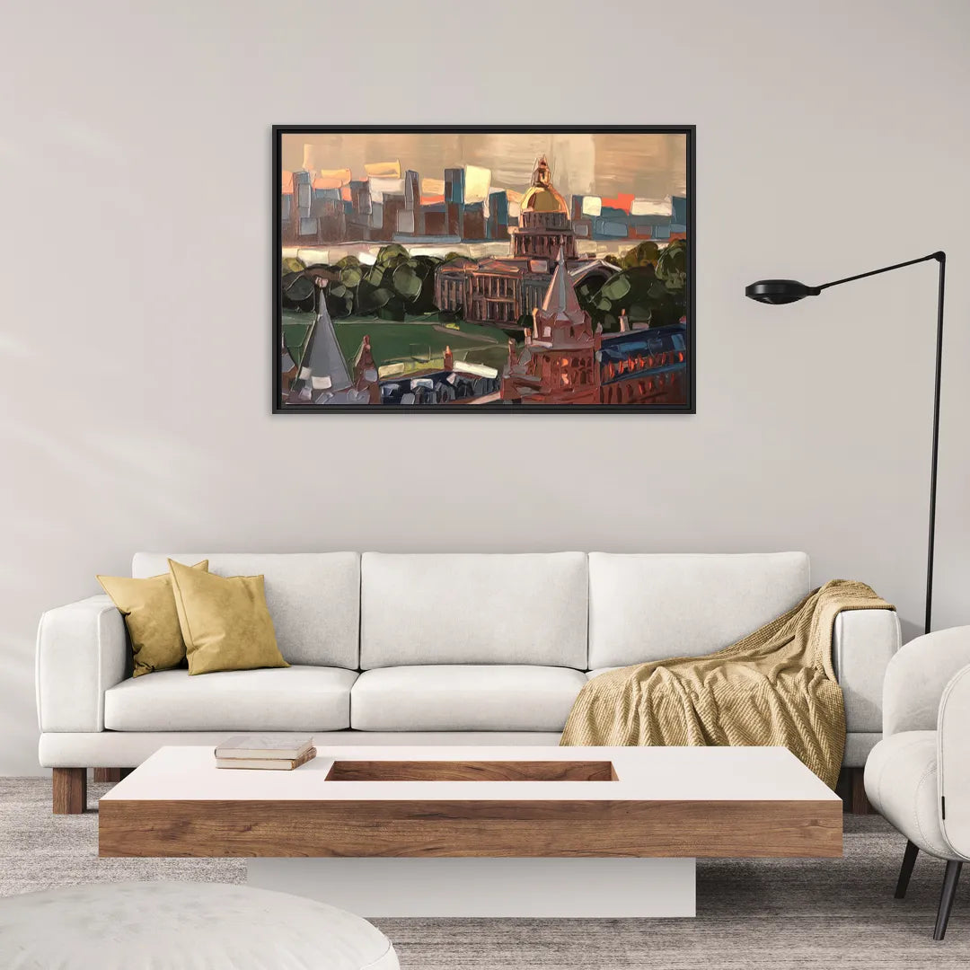 Boston Architectural Beauty - Living Room Black Frame Canvas