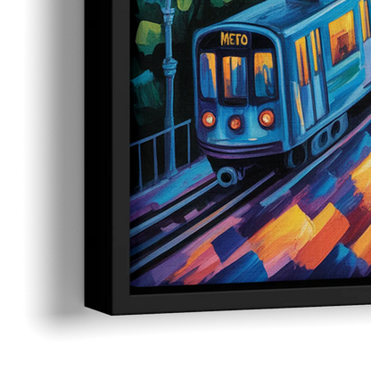 Montreal Metro Art - Close-Up Black Frame Canvas