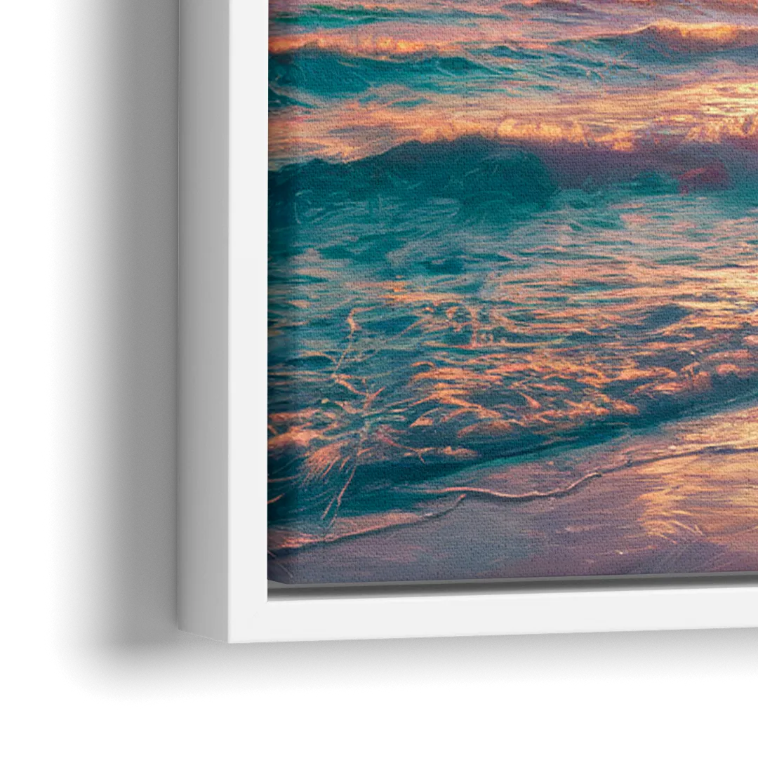 Myrtle Beach Waves And Palms - Close-Up White Frame Canvas