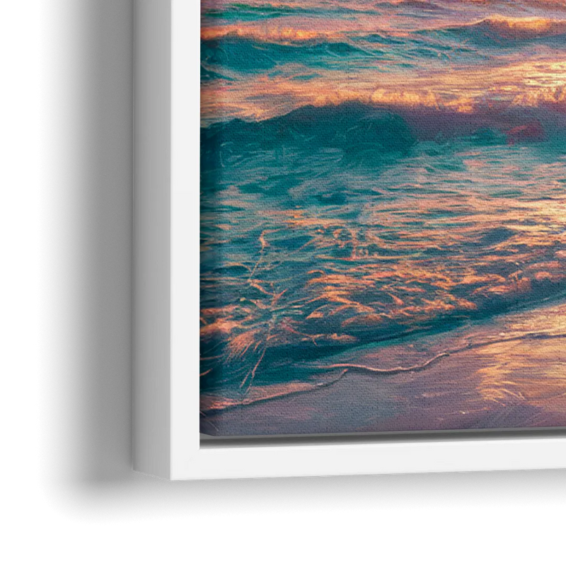Myrtle Beach Waves And Palms - Close-Up White Frame Canvas