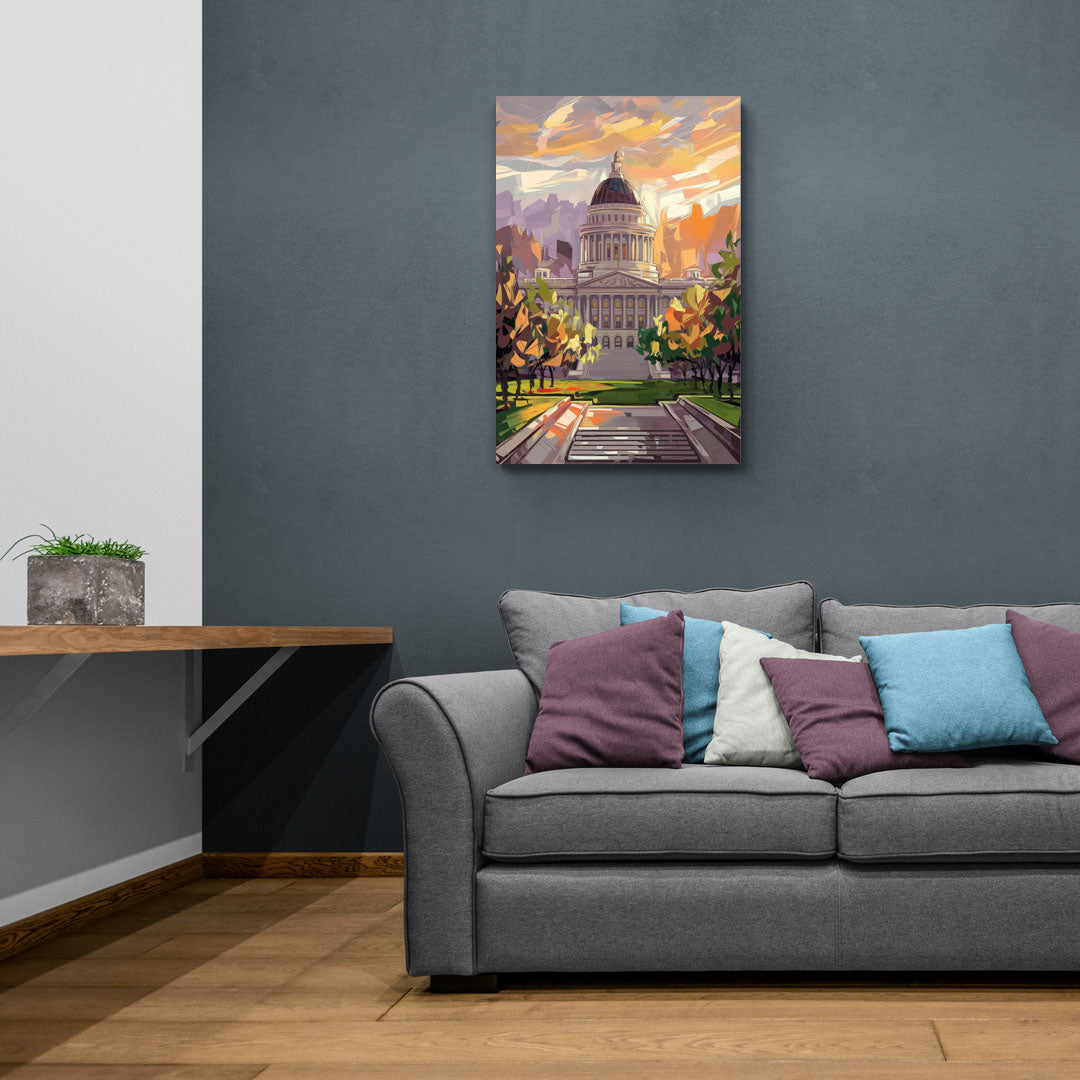 Salt Lake City Capitol Building - Canvas Wall Art Living Room