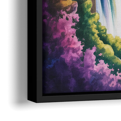 Niagara Falls Fireworks Show - Close-Up Black Frame Canvas