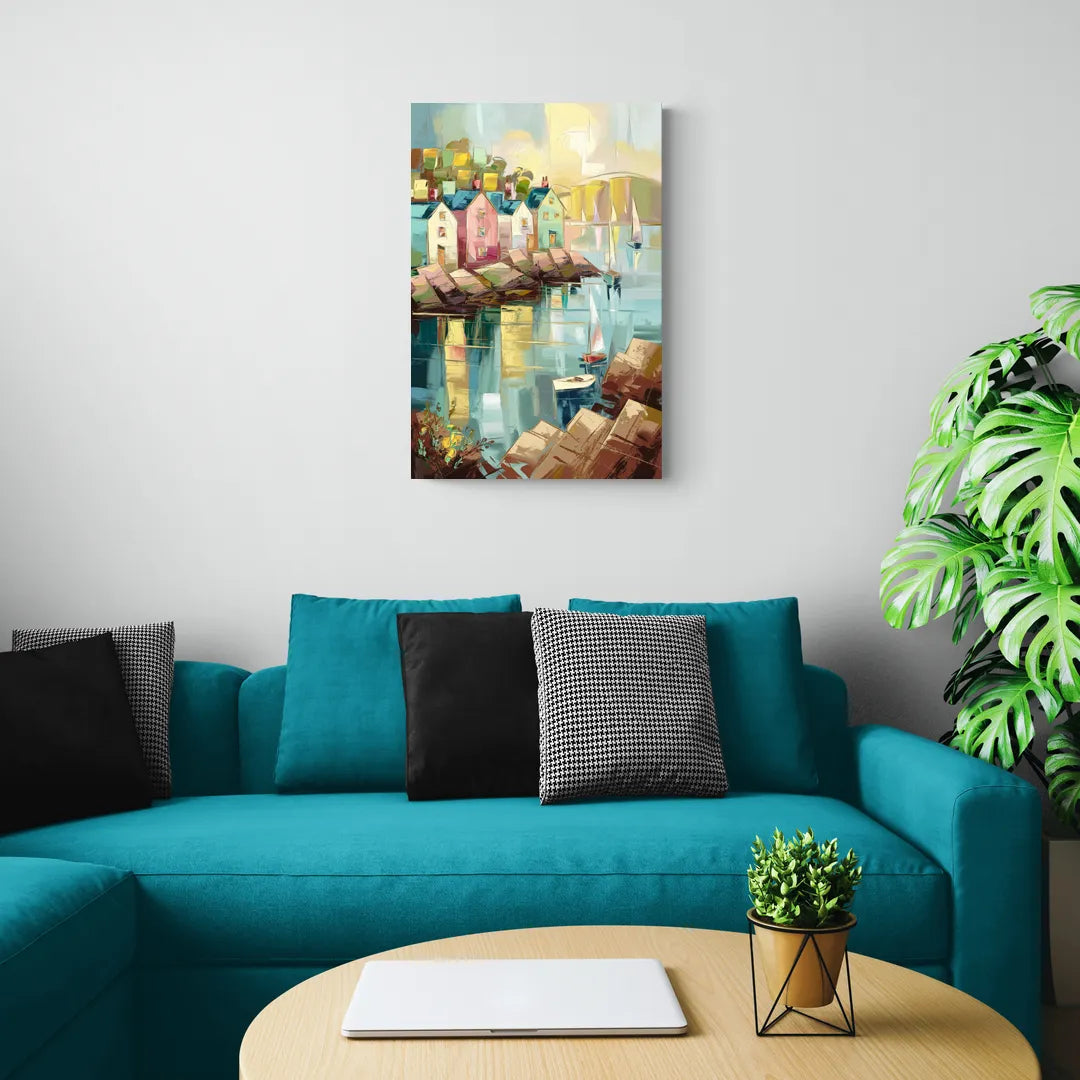 Bar Harbor Seaside Village - Canvas Wall Art Living Room