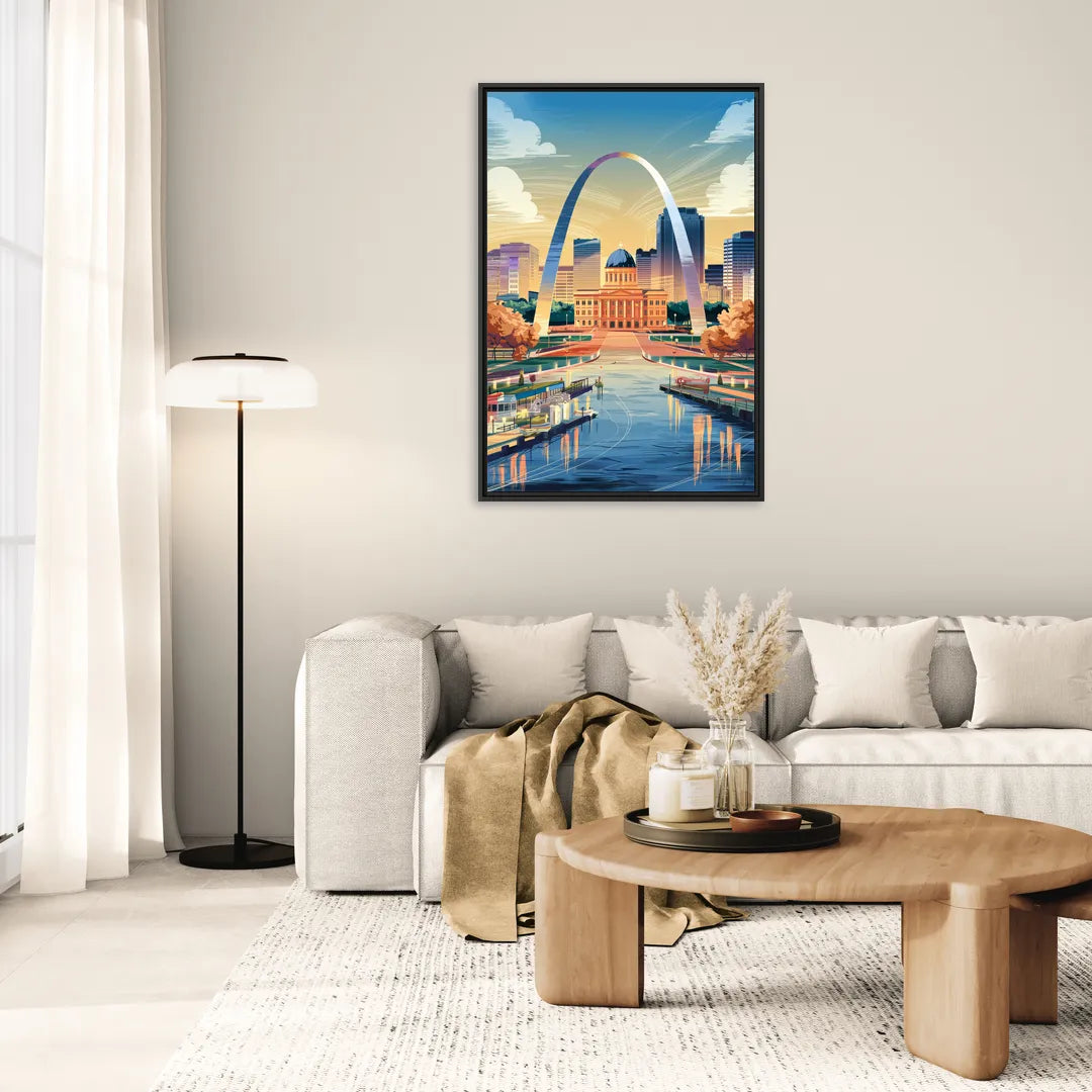 St. Louis Historic Landmarks - Living Room Black Frame Canvas