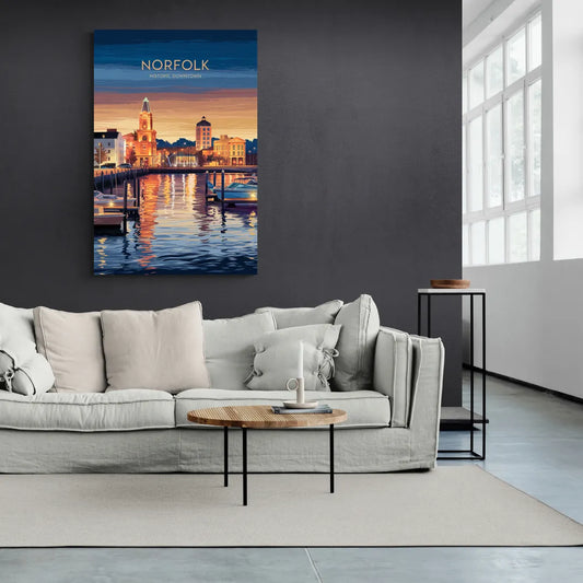 Norfolk Historic Downtown - Canvas Wall Art Living Room
