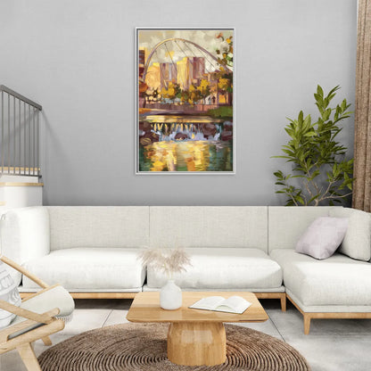 Greenville Downtown Streetscape - Living Room White Frame Canvas