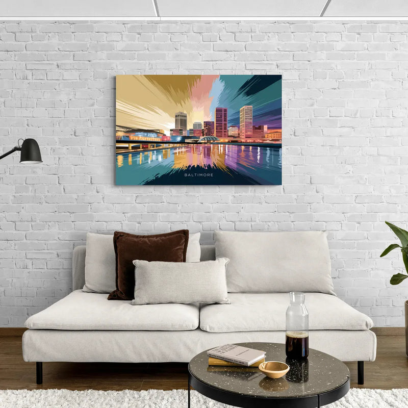Baltimore Iconic Skyline - Canvas Wall Art Living Room