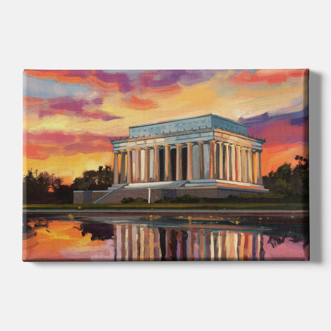Lincoln Memorial Sunset - Canvas Wall Art