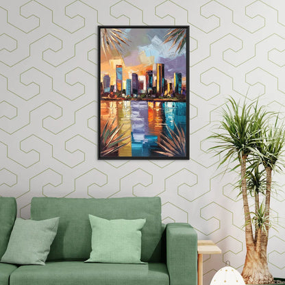 Tampa Downtown Harbor - Living Room Black Frame Canvas