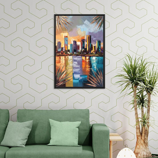 Tampa Downtown Harbor - Living Room Black Frame Canvas
