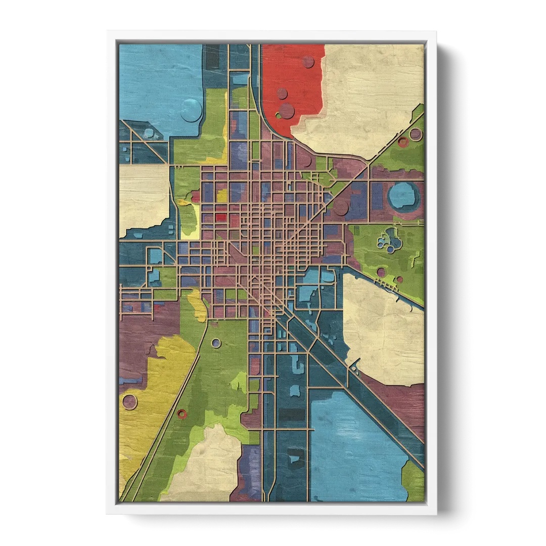 Atlanta Modern Map Design - White Frame Canvas