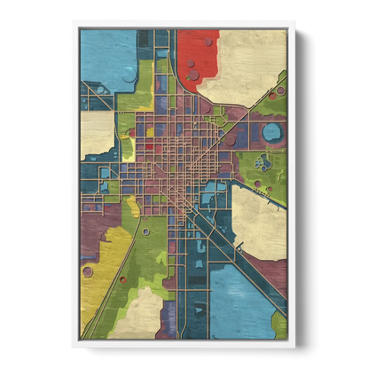 Atlanta Modern Map Design - White Frame Canvas