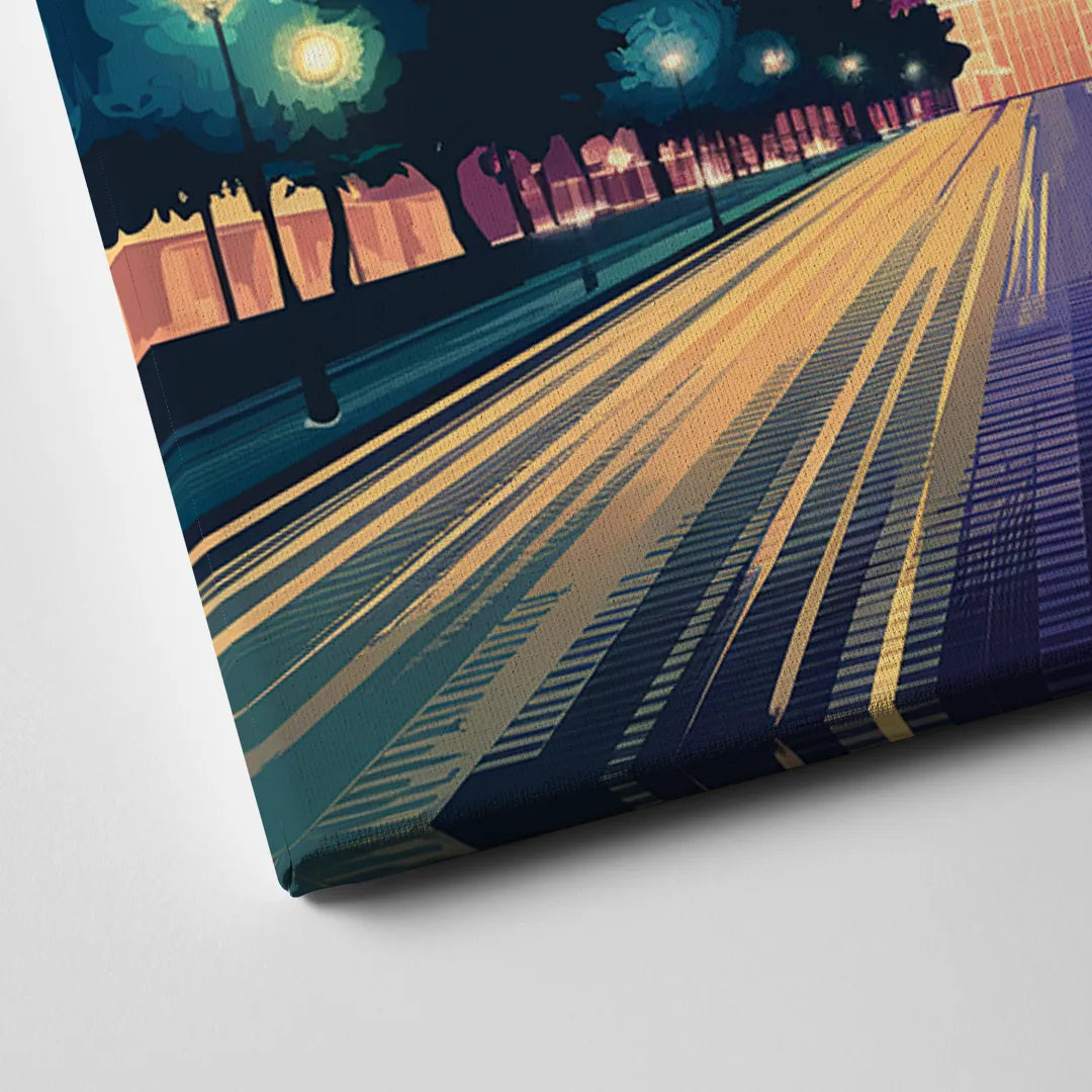 Dallas Night Lights Canvas Close Up
