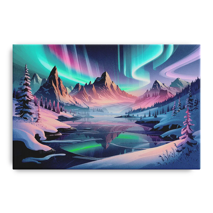 Aurora Snowy Peaks - Canvas Wall Art