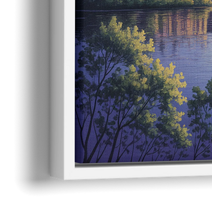 Montreal Skyline Reflections - Close-Up White Frame Canvas