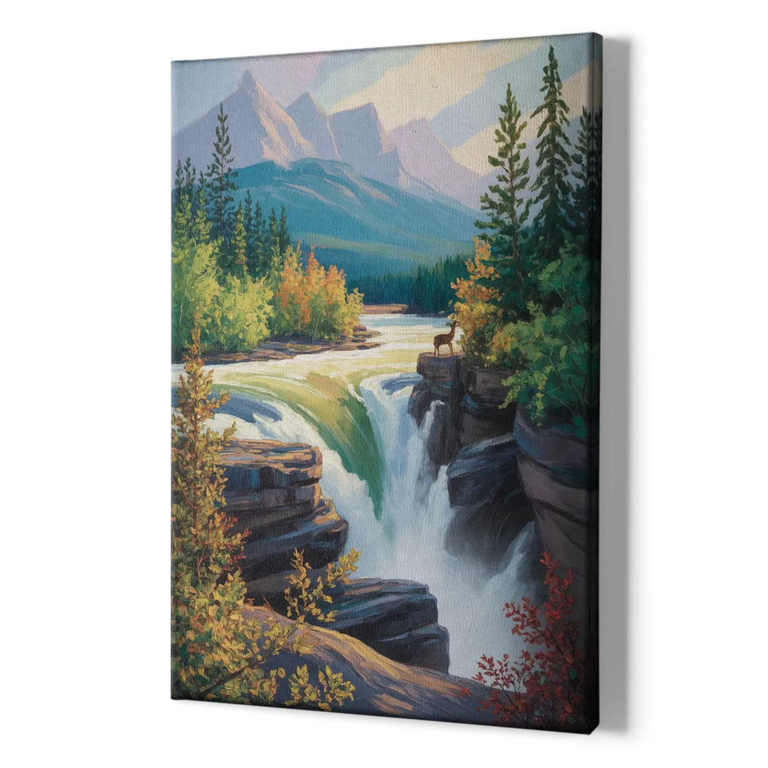 Athabasca Falls Majesty - Canvas Print Art Sides