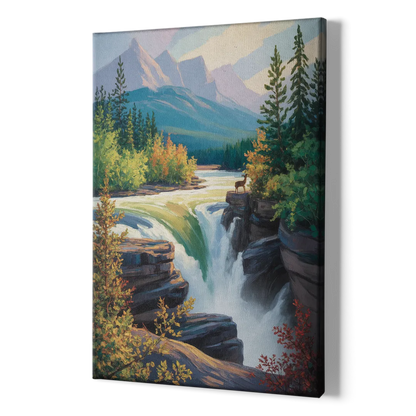 Athabasca Falls Majesty - Canvas Print Art Sides