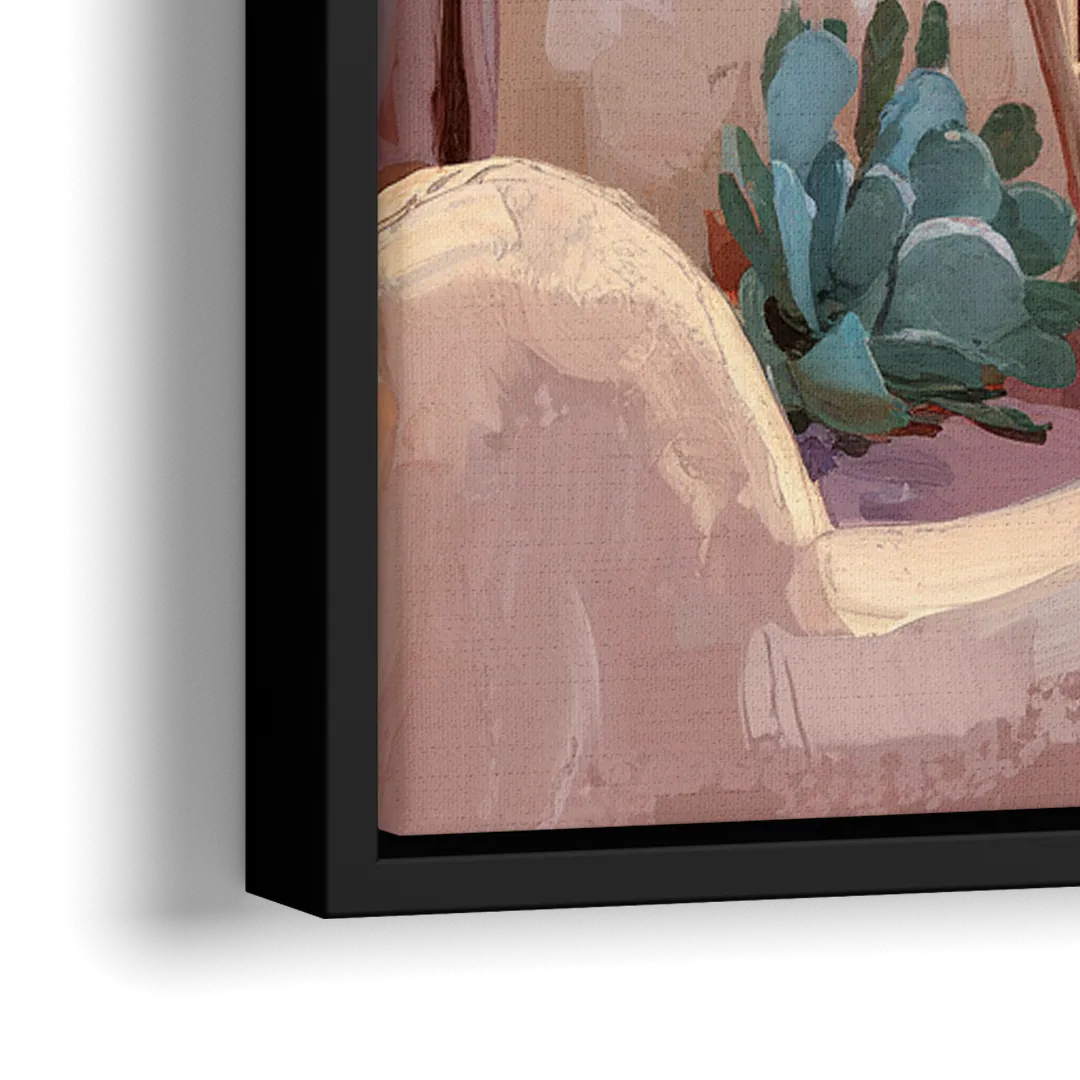 Santa Fe Adobe Architecture - Close-Up Black Frame Canvas