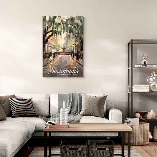 Savannah Historic District Charm - Canvas Wall Art Living Room