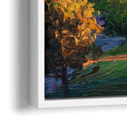 Eugene Skyline at Sunset - Close-Up White Frame Canvas