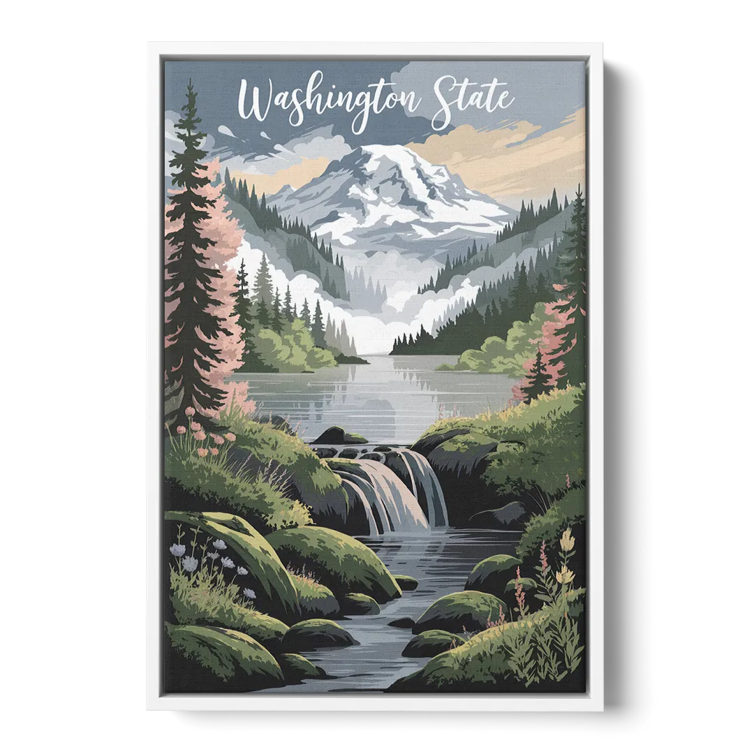 Washington State Nature Scenes - White Frame Canvas