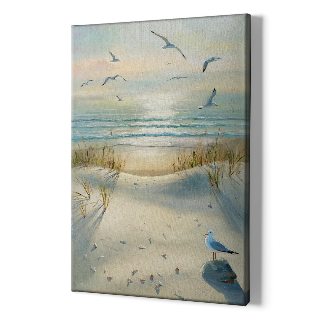 Virginia Beach Seagulls in Flight - Canvas Print Art Sides